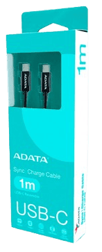 CABLE ADATA USB-C a USB-C 1 METRO TRENZADO CARGA RAPIDA 480MBPS 100W – NEGRO