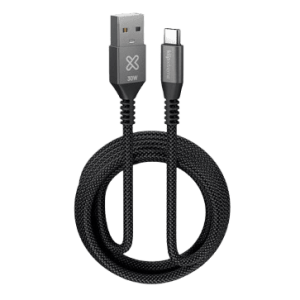 CABLE KLIP XTREME USB-A MACHO a USB-C MACHO 10 PIES (3.05m) CARGA RAPIDA 30W 480 MBPS