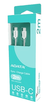 CABLE TRENZADO ADATA USB C A USB C CARGA RAPIDA 2 METROS 480MBPS HASTA 100W BLANCO