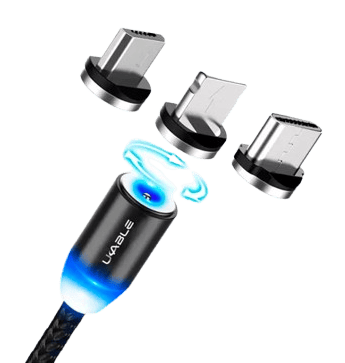CABLE USB 2.0 3 EN 1 CONECTORES MAGNETICOS 3.3ft LIGHTNING – USB-C – MICRO USB