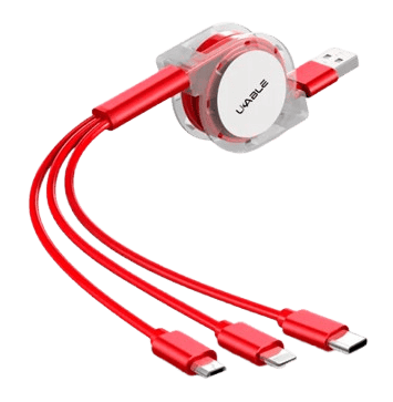 CABLE USB 2.0 3 EN 1 RETRACTIL 3 FT LIGHTNING – USB-C – MICRO USB