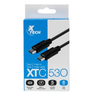 CABLE XTECH USB-C MACHO A USB-C MACHO 1.8 METROS