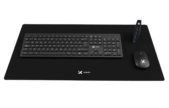 TECLADO + MOUSE XTECH INALAMBRICO CON MOUSE PAD XL Y HUB USB 3.0 4 PUERTOS